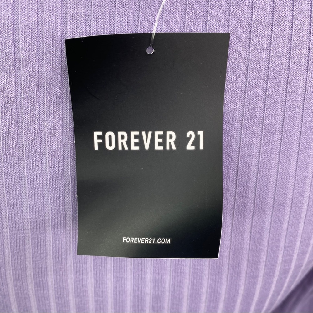 FOREVER 21 Lavender Purple Long Sleeve Knit Hook Eye Front Crop Top Size Small - Picture 8 of 14